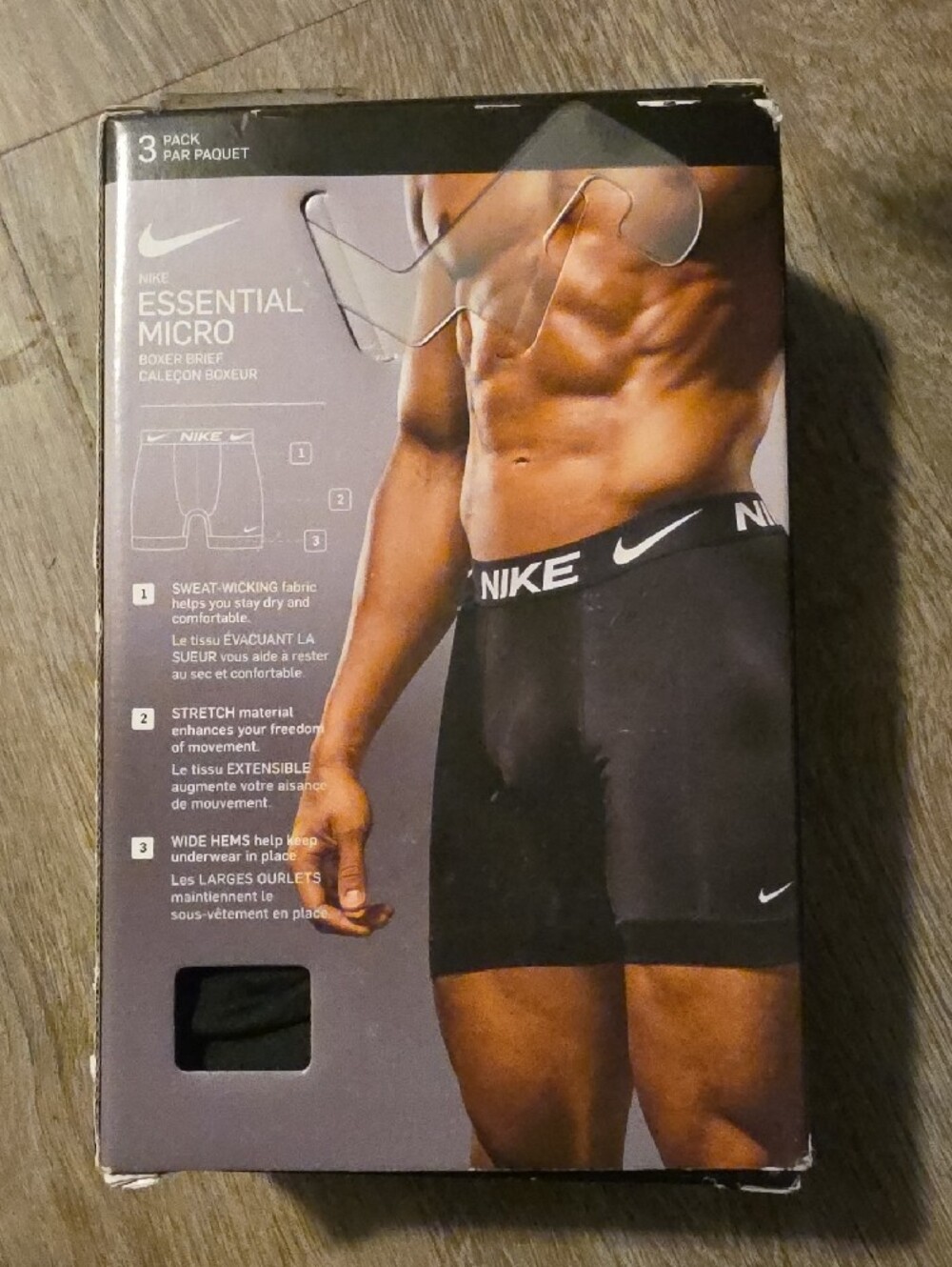 Nike Essential Micro Boxer Briefs - Black & Red (3 Pack) - Picture 2 of 2